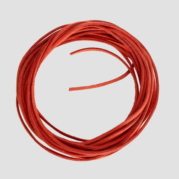 Longueur de 4 mètres de cordon lacet plat aspect daim façon suédine rouge foncé 3x1,5mm