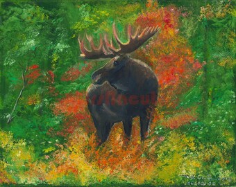 Autumn Forest with Moose