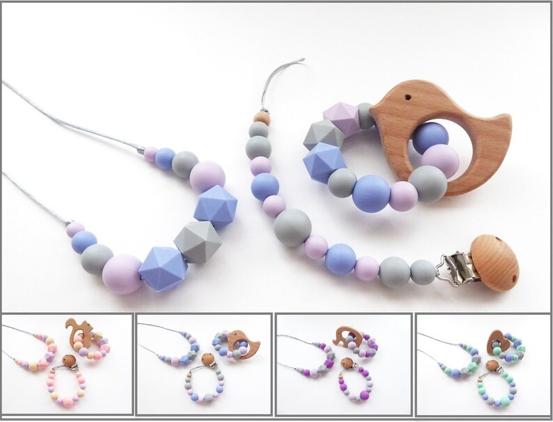 Baby Silicone Teething Chain Necklace Nursing Teether Pendant Chew Safe