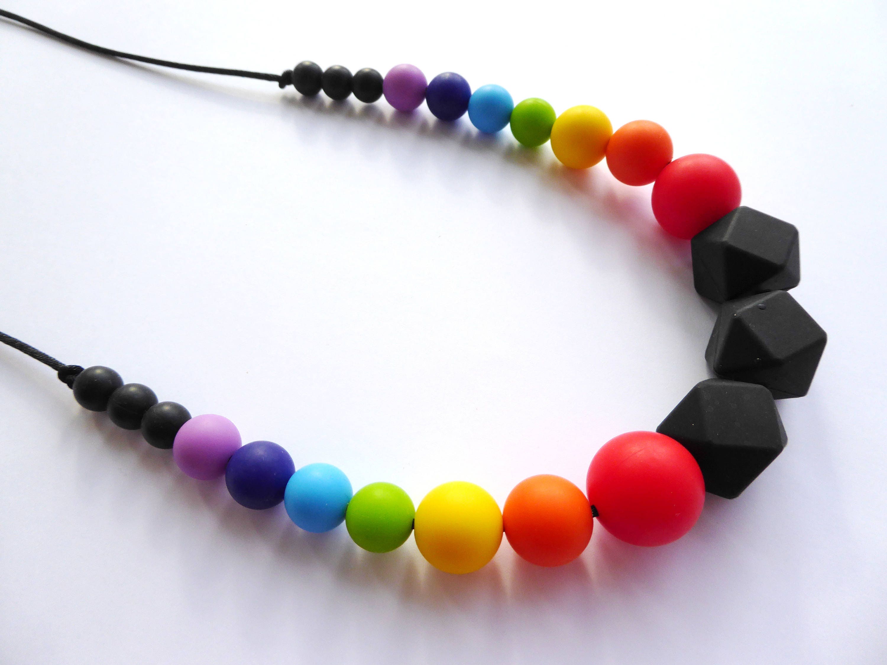 Rainbow Teething Necklace Silicone teething necklace Etsy