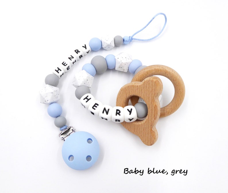 Dummy Clip With Baby Name Teether Personalised Baby Gift For Etsy