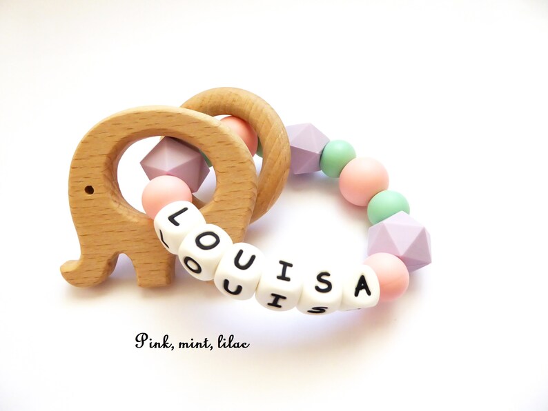 Personalised Teether Silicone Rattle Baby Rattle Name On Etsy