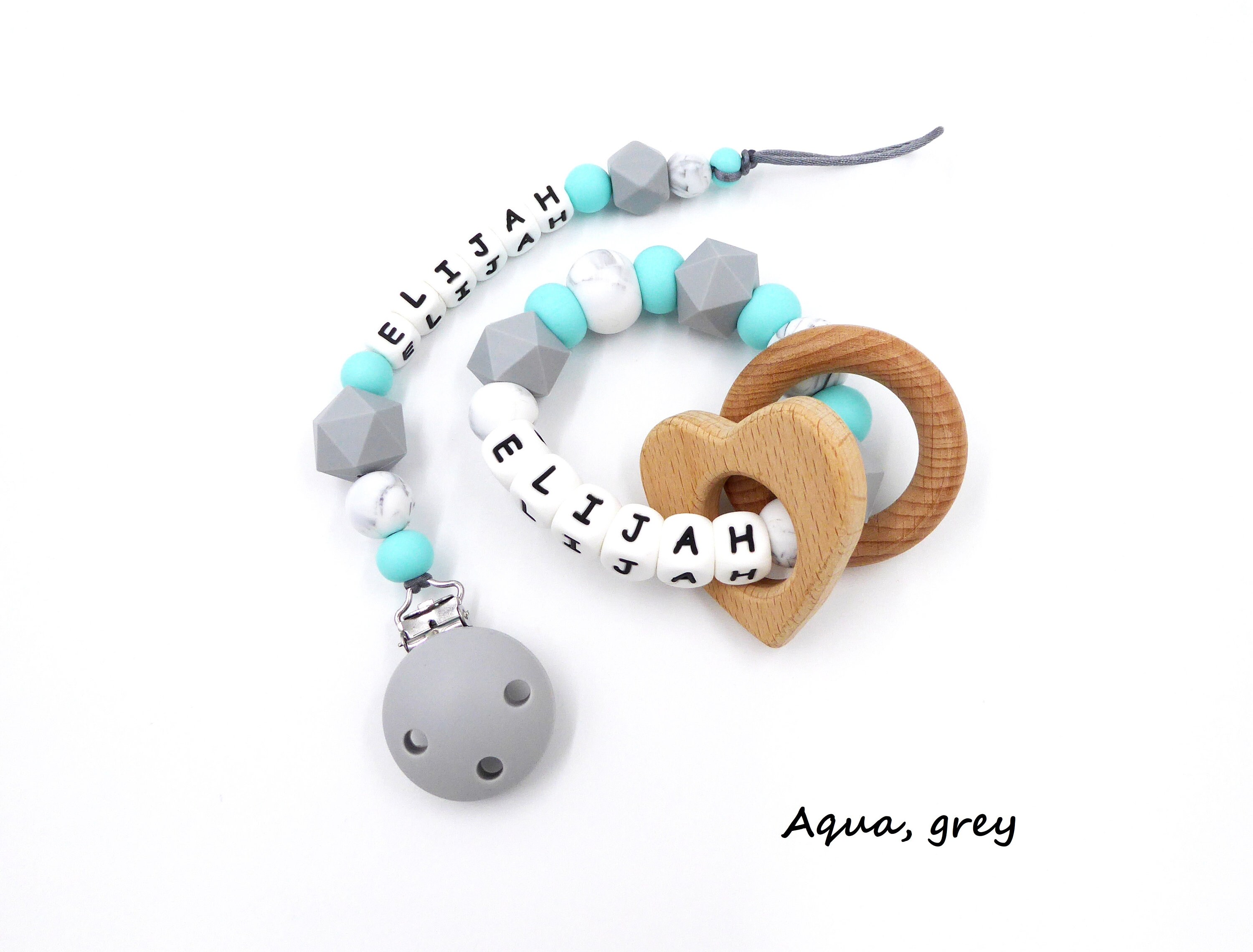 Dummy Clip With Baby Name Teether Personalised Baby Gift For Etsy