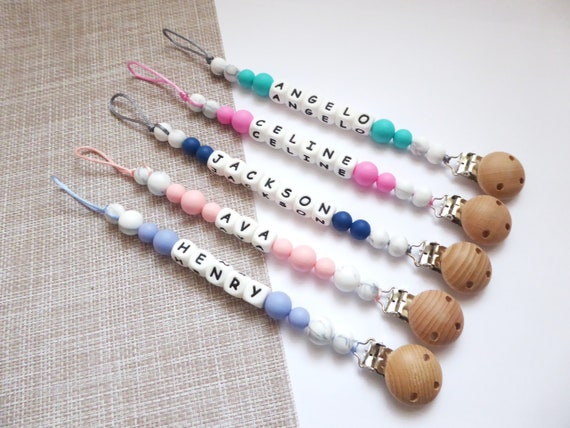 Beautiful Summer Pastel Rainbow Personalised Dummy Clip
