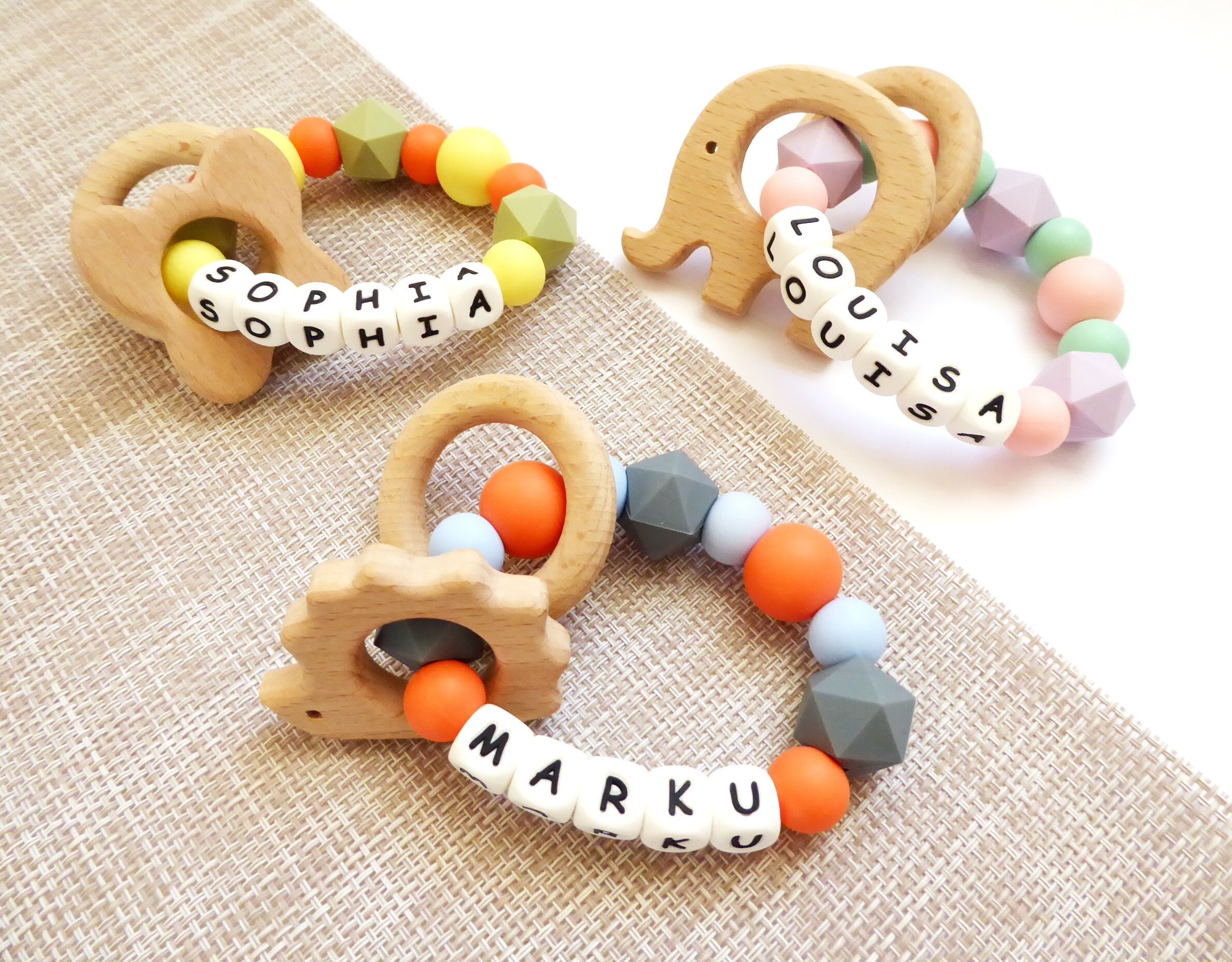 Personalised Teether Silicone Rattle Baby Rattle Name On Etsy