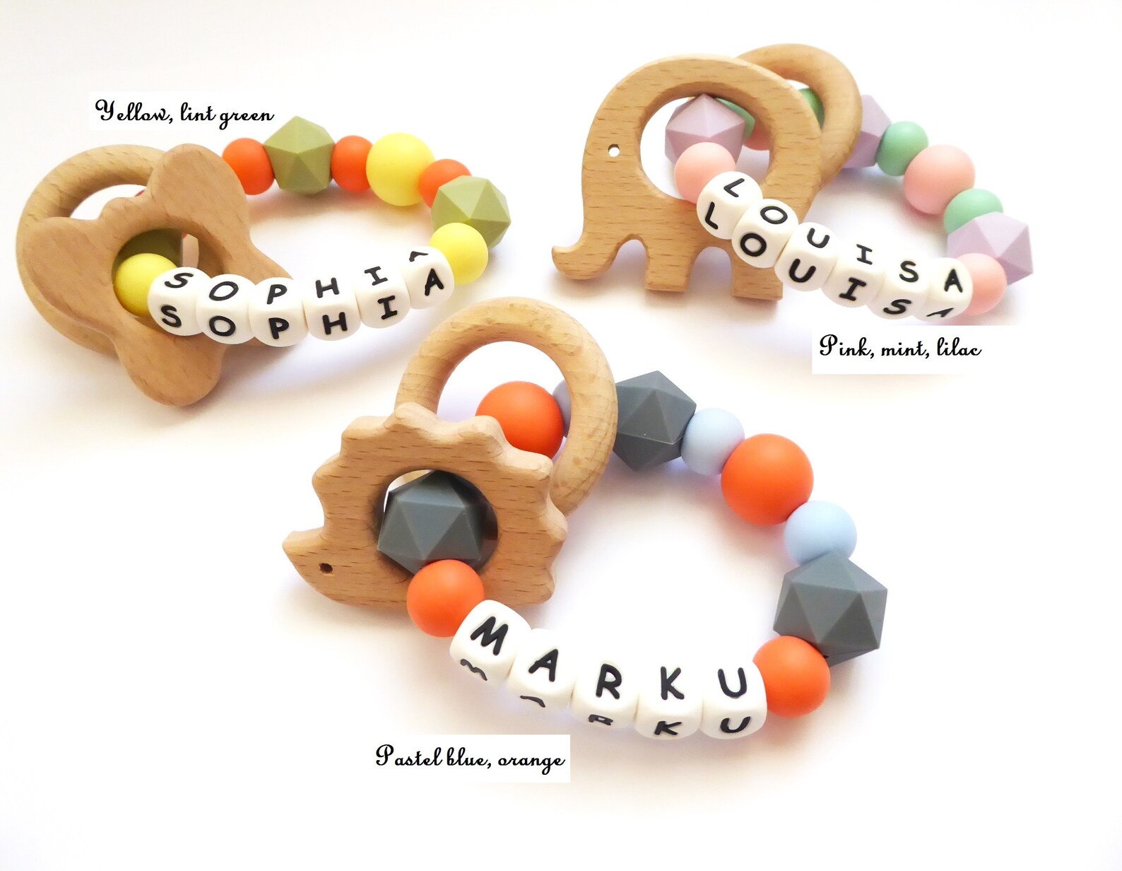 Personalised Teether Silicone Rattle Baby Rattle Name On Etsy
