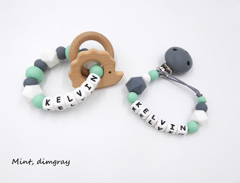 Dummy Clip With Baby Name Teether Personalised Baby Gift For Etsy