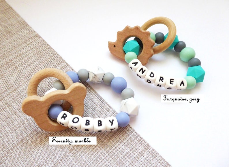 Personalised Teether Silicone Rattle Baby Rattle Name On Etsy