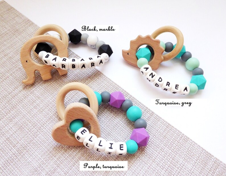 Personalised Teether Silicone Rattle Baby Rattle Name On Etsy