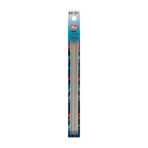 Jeu de 5 aiguilles à tricoter 2 pointes Prym alu 20cm