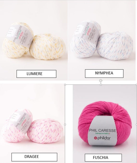 Lot De 6 Pelotes De Laine PHIL DOUCE Fuchsia - 100% Polyester - Aiguille N°5 - Neuf