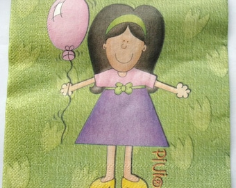 paper girl PIUIO purple ref dress 12 napkins 3562