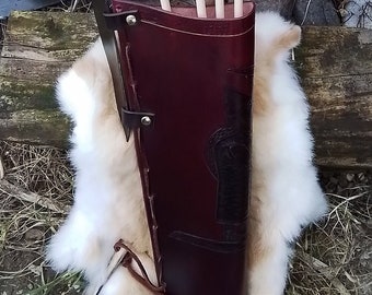 Carquois de ceinture en cuir unisexe pour archer adulte avec divinité viking Ullr en repoussage !