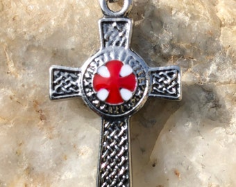 Pendentif croix des templiers, amulette protectrice en acier inoxydable