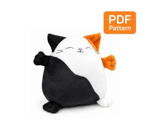 Calico Cat Plush Sewing Pattern: DIY Kawaii Kitten Soft Toy (PDF Pattern)