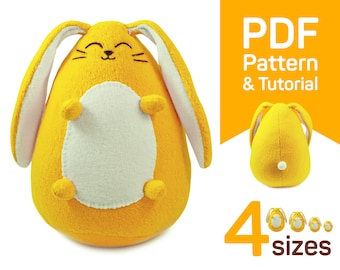 Bunny sewing pattern PDF symbol 2023, soft stuffed Easter Bunny pattern Download, cute plush animal toy, easy primitive pattern to sew