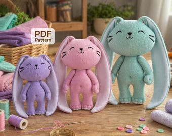 Bunny Sewing Pattern PDF: DIY Plush Rabbit in 4 Sizes