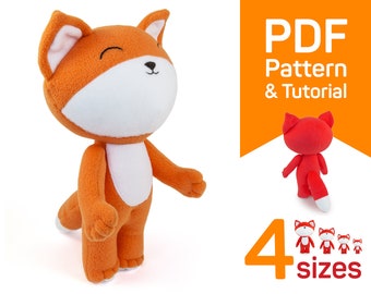 Fox sewing pattern: plush stuffed Fox toy pattern & tutorial, cute animal doll