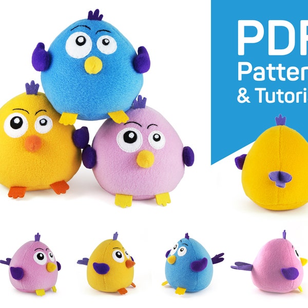 Bird sewing pattern PDF | Stuffed bird pattern | Fatty Funny Bird plush pattern | Bird pattern sewing | Funny bird | Easy sewing pdf