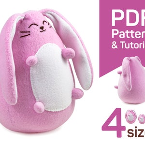 Bunny sewing pattern PDF for Easter: cute plush Rabbit pattern, tutorial, stuffed Easter Bunny pattern image 1