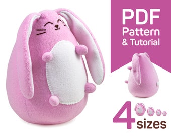 Bunny sewing pattern PDF for Easter: cute plush Rabbit pattern, tutorial, stuffed Easter Bunny pattern