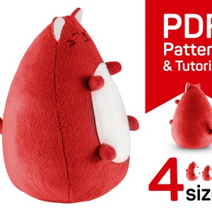 Fat Cat sewing pattern PDF, Mothers day gift pattern fat Kitten, easy stuffed Cat plush pattern