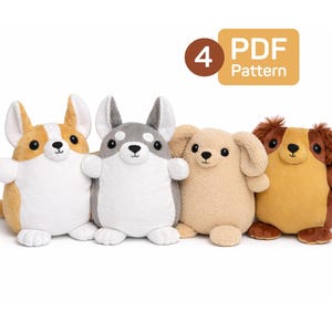 Hund Plüsch Nähmuster PDF - Maltipoo, Husky, Spaniel & Corgis - Fluffy Friends Kollektion