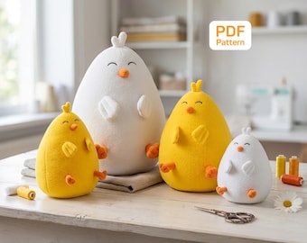 Molde para costurar um pintinho de pelúcia gordinho: Faça você mesmo seu brinquedo de pelúcia (molde em PDF)