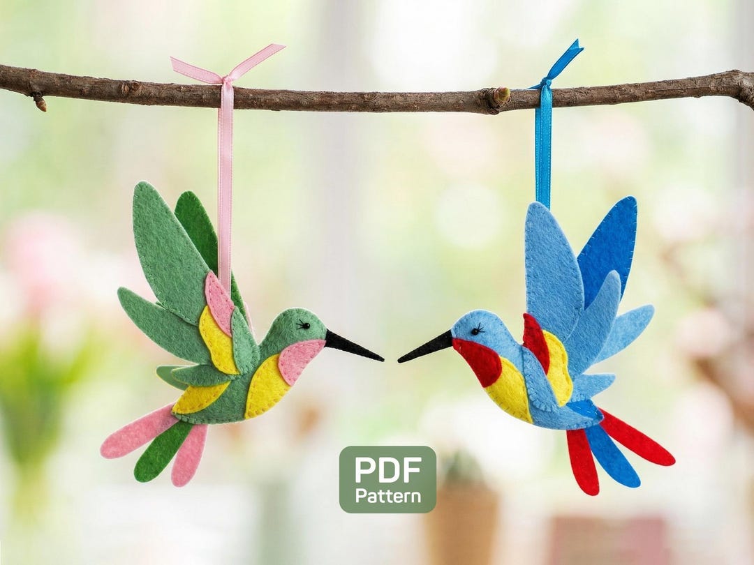 Patterns For Hummingbirds Felt Hummingbird Sewing Pattern PDF, Layered Bird Ornament Tutorial ...