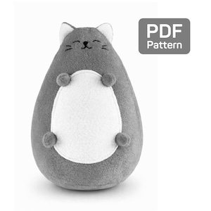 Naaipatroon dikke kat pluche: doe-het-zelf kawaii kittenspeelgoed in 4 maten (pdf-patroon)