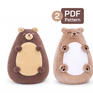 Teddy Bear Sewing Pattern PDF: Plush Stuffed Animal Tutorial (2 Bear)
