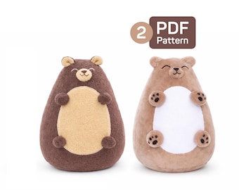 Teddy Bear Sewing Pattern PDF: Plush Stuffed Animal Tutorial (2 Bear)