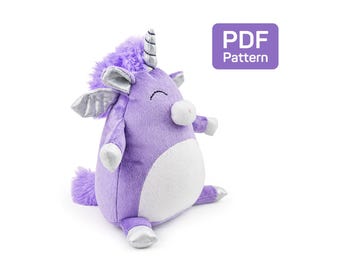 PDF Schnittmuster für Einhorn Plüschtier in 2 Größen