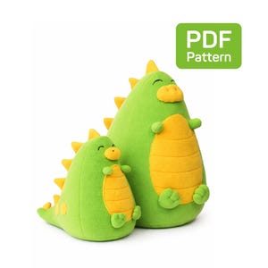 Dinosaur Plush Sewing Pattern: Fat Stuffed Dino DIY (PDF Pattern, 4 Sizes)