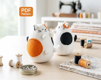 Calico Cat Sewing Pattern: DIY Kawaii Plush Kitten (PDF Tutorial)
