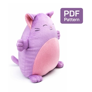 Patrón de costura de peluche de gato Kawaii: Juguete de peluche suave y blandito (Descarga en PDF)