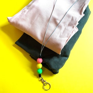Cute Teacher Lanyard, 3D Printed Beads, Breakaway Lanyard, Work Lanyard, School Badge Lanyard, Classroom Key Lanyard, Chunky Beads Lanyard
