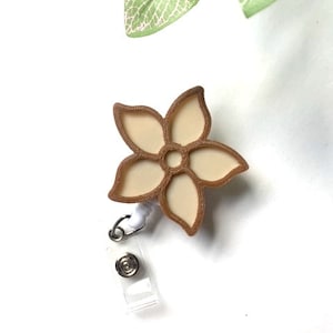 Boho Flower Badge Reel,  3D Embossed,Floral, ID Holder , Retractable Badge Pull, Name Badge Holder, ER Nurse / Medical /Teacher ID Badge /