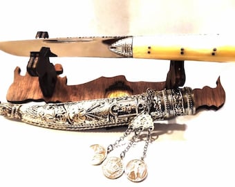 cretan, traditional, original, handmade, carved silver, 12&#39;&#39; knife