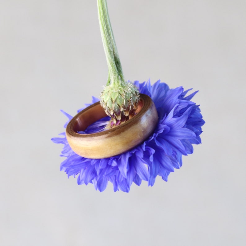 Cherry on Walnut With a Tapered Copper Band Men/'s Wedding Ring Women/'s Wedding Ring