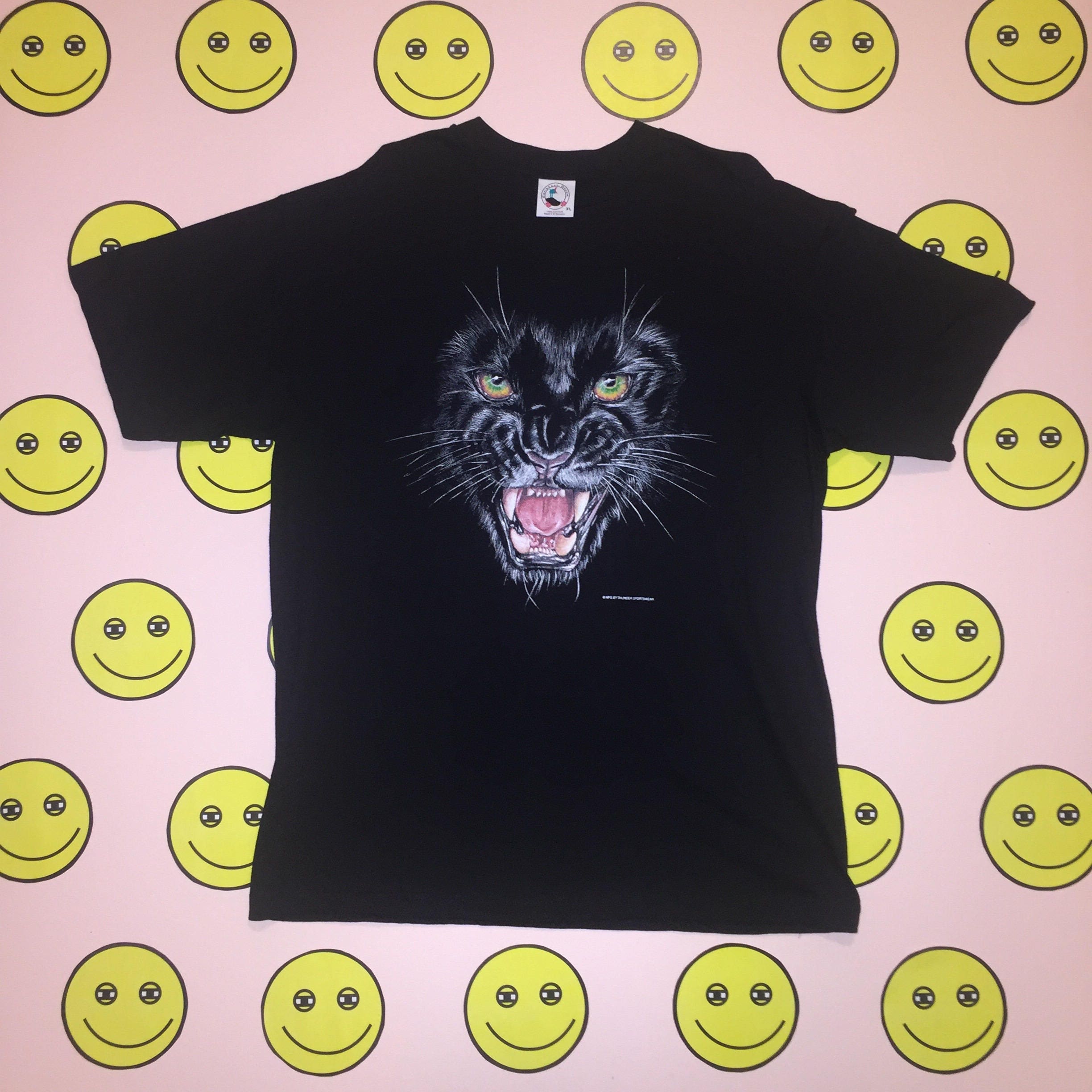 T-shirt Vintage 'Cat Eyes' Homme Sunbelt - Noir Délavé - Taille Unique (Made In USA)