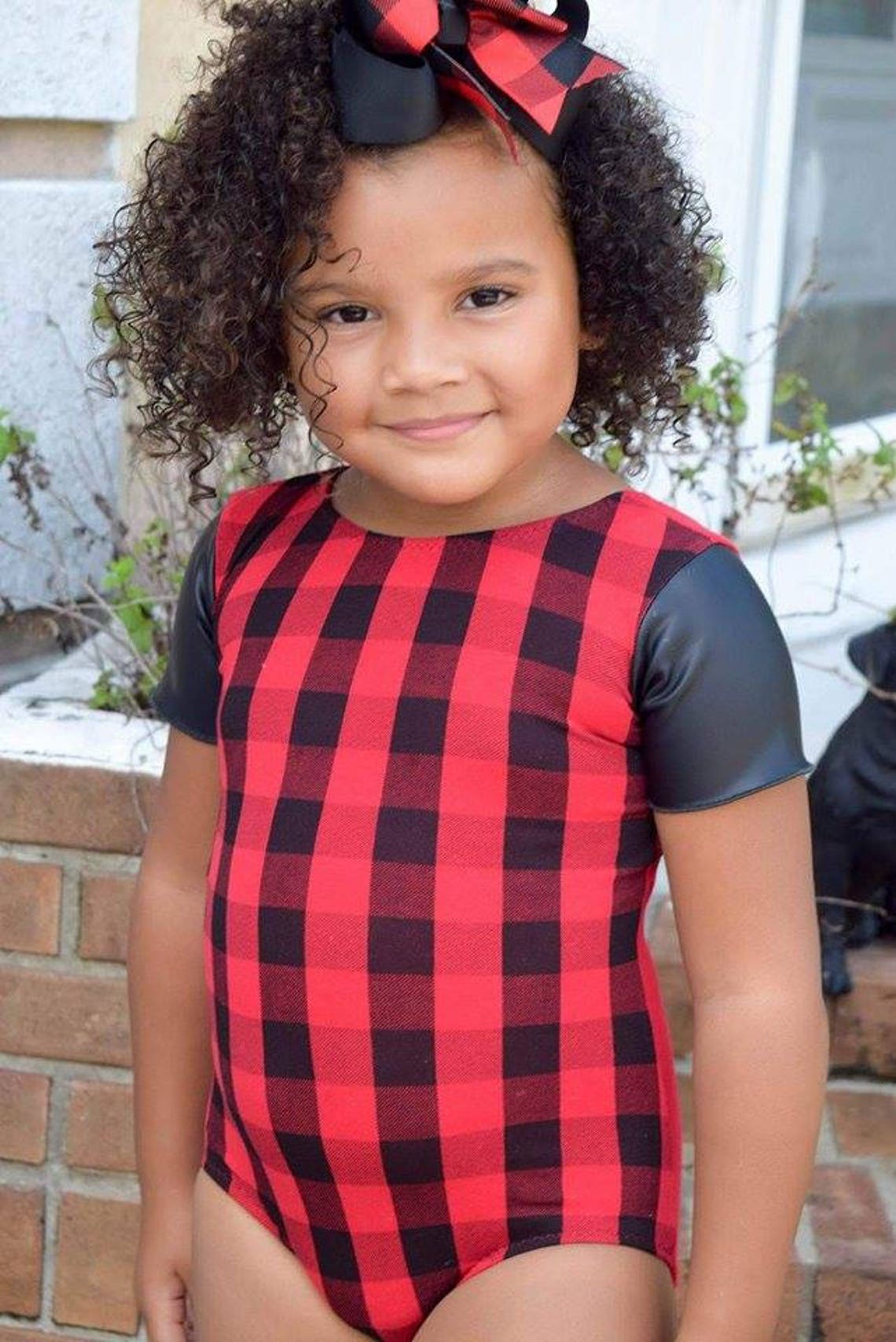 Girls Buffalo plaid leotard & skirt set. Toddler lumberjack Etsy