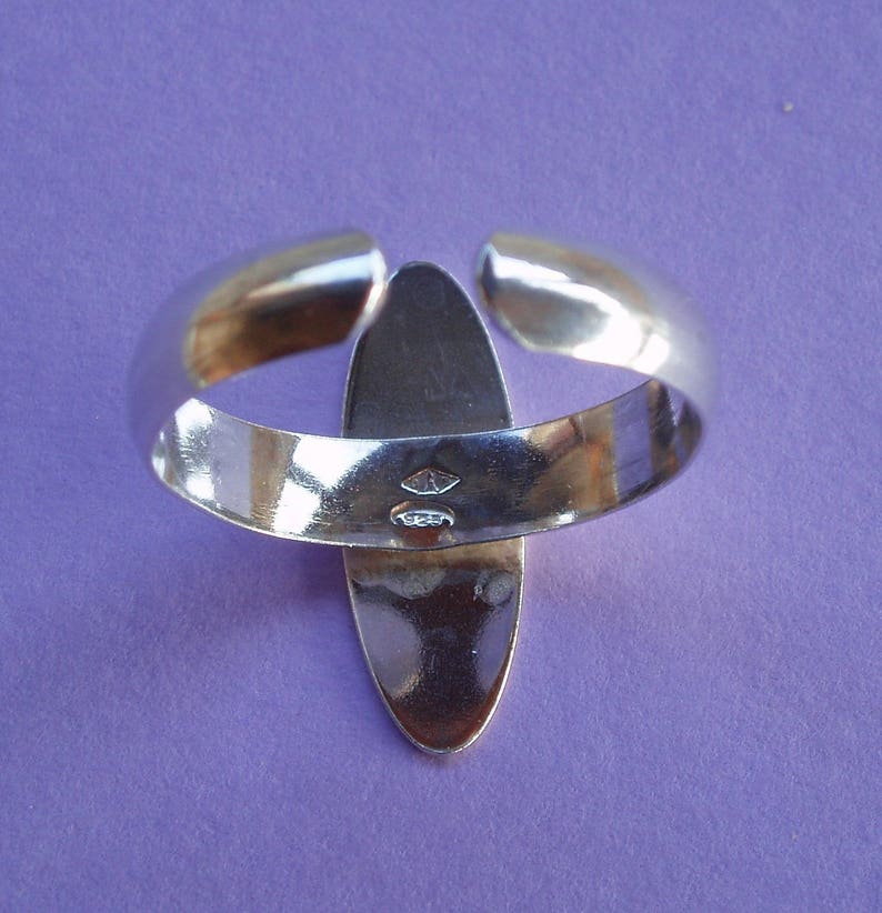 Support de bague en argent massif .925, anneau lisse, plateau 20 mm x 7 mm image 3