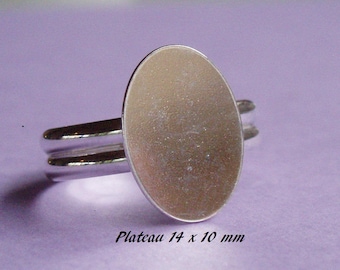 Handmade sterling silver ring blank, oval tray 14 x 10 mm