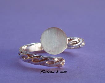 Ring in silver. 925, braided look ring 8 mm tray