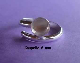 Adjustable handmade sterling silver ring blank, pad 5 mm