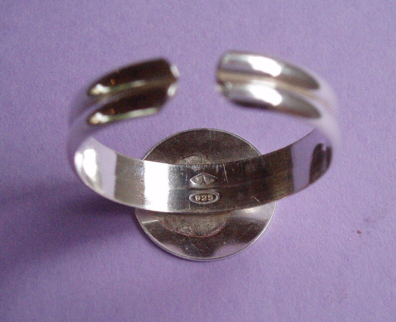 Adjustable sterling silver ring blank round tray 12 mm