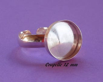 Silver ring holder .925, smooth ring, round cup tray 12 mm