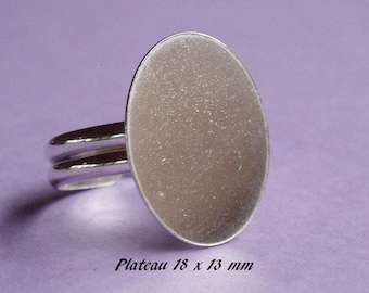 Handmade sterling silver ring blank, oval pad 18 x 13 mm