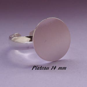 Support de bague en argent massif .925, anneau lisse, plateau plat rond 14 mm image 1